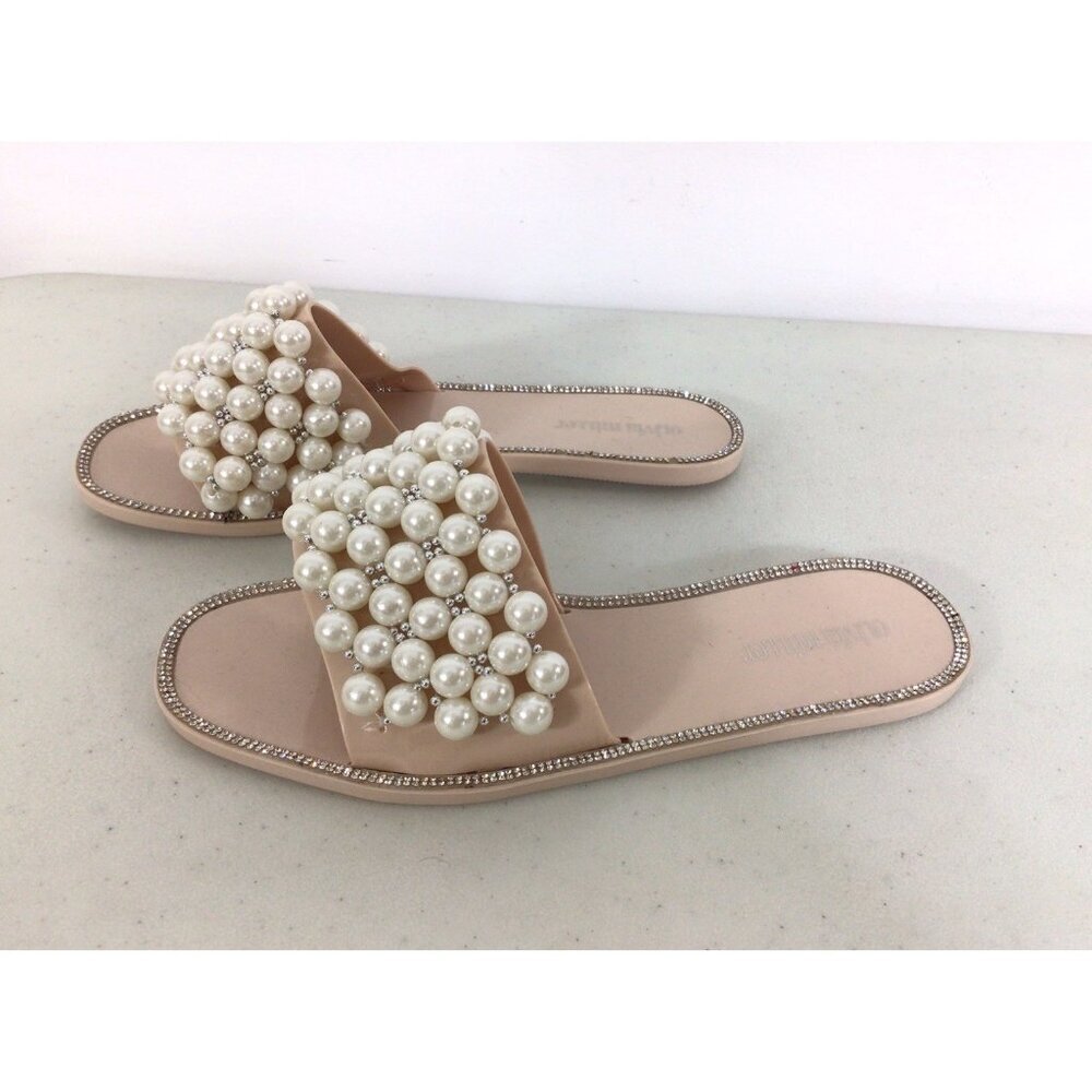 Olivia Miller Jelly Sandals Pearl Slides Womens 8 New